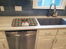 Load image into Gallery viewer, Chocolate and White Rat Terrier Christmas PoinsettIas Dish Drying Mat