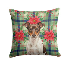 Load image into Gallery viewer, Chocolate and White Rat Terrier Christmas PoinsettIas Throw Pillow