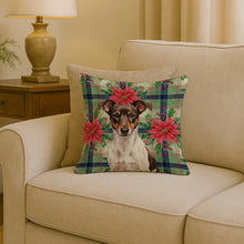 Load image into Gallery viewer, Chocolate and White Rat Terrier Christmas PoinsettIas Throw Pillow