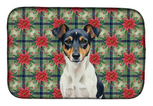 Load image into Gallery viewer, Tricolor Rat Terrier Christmas PoinsettIas Dish Drying Mat