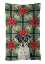 Load image into Gallery viewer, Tricolor Rat Terrier Christmas PoinsettIas Kitchen Towel