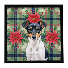 Load image into Gallery viewer, Tricolor Rat Terrier Christmas PoinsettIas Framed Metal Print