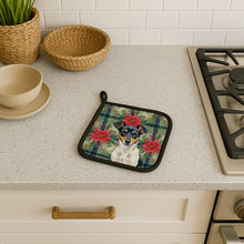 Load image into Gallery viewer, Tricolor Rat Terrier Christmas PoinsettIas Pair of Pot Holders