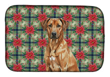 Load image into Gallery viewer, Rhodesian Ridgeback Christmas PoinsettIas Dish Drying Mat