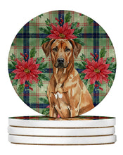 Load image into Gallery viewer, Rhodesian Ridgeback Christmas PoinsettIas Large Sandstone Coasters Pack of 4