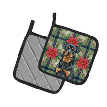 Load image into Gallery viewer, Rottweiler Christmas PoinsettIas Pair of Pot Holders