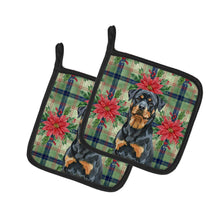 Load image into Gallery viewer, Rottweiler Christmas PoinsettIas Pair of Pot Holders