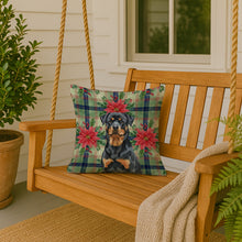 Load image into Gallery viewer, Rottweiler Christmas PoinsettIas Throw Pillow