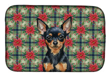 Load image into Gallery viewer, Black and Tan Russian Toy Christmas PoinsettIas Dish Drying Mat