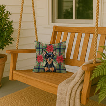 Load image into Gallery viewer, Black and Tan Russian Toy Christmas PoinsettIas Throw Pillow