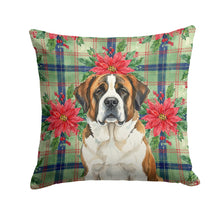 Load image into Gallery viewer, Brindle and White Saint Bernard Christmas PoinsettIas Throw Pillow