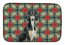 Load image into Gallery viewer, Black and Tan Saluki Christmas PoinsettIas Dish Drying Mat