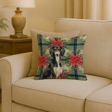 Load image into Gallery viewer, Black and Tan Saluki Christmas PoinsettIas Throw Pillow