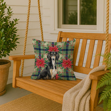 Load image into Gallery viewer, Black and Tan Saluki Christmas PoinsettIas Throw Pillow
