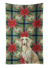 Load image into Gallery viewer, Cream Saluki Christmas PoinsettIas Kitchen Towel