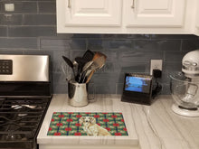 Load image into Gallery viewer, Cream Saluki Christmas PoinsettIas Glass Cutting Board