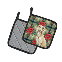Load image into Gallery viewer, Cream Saluki Christmas PoinsettIas Pair of Pot Holders
