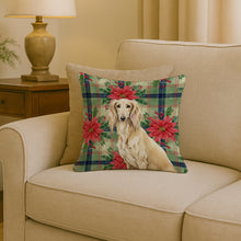 Load image into Gallery viewer, Cream Saluki Christmas PoinsettIas Throw Pillow