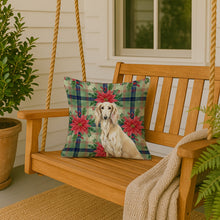 Load image into Gallery viewer, Cream Saluki Christmas PoinsettIas Throw Pillow