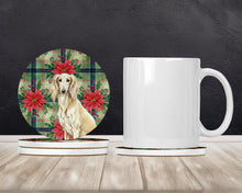 Load image into Gallery viewer, Cream Saluki Christmas PoinsettIas Large Sandstone Coasters Pack of 4