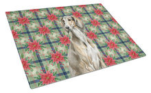 Load image into Gallery viewer, Grizzle Saluki Christmas PoinsettIas Glass Cutting Board