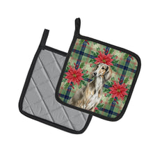 Load image into Gallery viewer, Grizzle Saluki Christmas PoinsettIas Pair of Pot Holders
