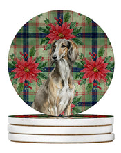Load image into Gallery viewer, Grizzle Saluki Christmas PoinsettIas Large Sandstone Coasters Pack of 4