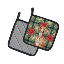 Load image into Gallery viewer, Red Saluki Christmas PoinsettIas Pair of Pot Holders