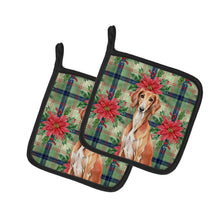 Load image into Gallery viewer, Red Saluki Christmas PoinsettIas Pair of Pot Holders
