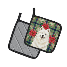 Load image into Gallery viewer, Cream Samoyed Christmas PoinsettIas Pair of Pot Holders