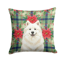 Load image into Gallery viewer, Cream Samoyed Christmas PoinsettIas Throw Pillow