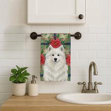 Load image into Gallery viewer, White Samoyed Christmas PoinsettIas Kitchen Towel