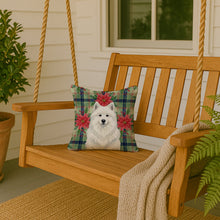 Load image into Gallery viewer, White Samoyed Christmas PoinsettIas Throw Pillow