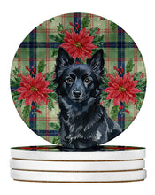 Load image into Gallery viewer, Schipperke Christmas PoinsettIas Large Sandstone Coasters Pack of 4