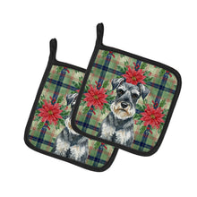 Load image into Gallery viewer, Schnauzer Christmas PoinsettIas Pair of Pot Holders