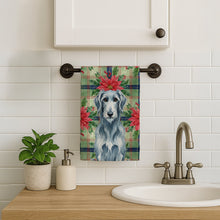Load image into Gallery viewer, Blue-Gray Scottish Deerhound Christmas PoinsettIas Kitchen Towel