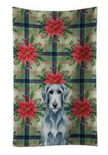Load image into Gallery viewer, Blue-Gray Scottish Deerhound Christmas PoinsettIas Kitchen Towel