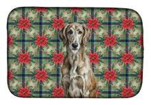 Load image into Gallery viewer, Brindle Scottish Deerhound Christmas PoinsettIas Dish Drying Mat