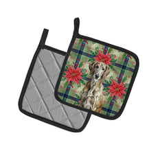 Load image into Gallery viewer, Brindle Scottish Deerhound Christmas PoinsettIas Pair of Pot Holders