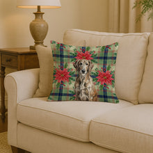 Load image into Gallery viewer, Brindle Scottish Deerhound Christmas PoinsettIas Throw Pillow
