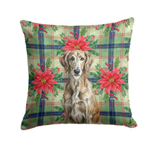 Load image into Gallery viewer, Brindle Scottish Deerhound Christmas PoinsettIas Throw Pillow