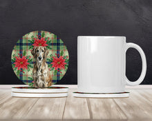 Load image into Gallery viewer, Brindle Scottish Deerhound Christmas PoinsettIas Large Sandstone Coasters Pack of 4