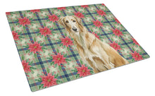 Load image into Gallery viewer, Wheaten Scottish Deerhound Christmas PoinsettIas Glass Cutting Board