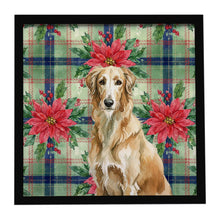 Load image into Gallery viewer, Wheaten Scottish Deerhound Christmas PoinsettIas Framed Metal Print