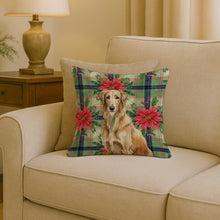 Load image into Gallery viewer, Wheaten Scottish Deerhound Christmas PoinsettIas Throw Pillow