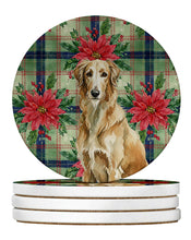 Load image into Gallery viewer, Wheaten Scottish Deerhound Christmas PoinsettIas Large Sandstone Coasters Pack of 4