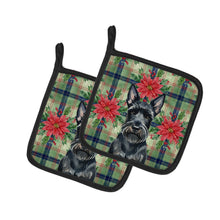 Load image into Gallery viewer, Scottish Terrier Christmas PoinsettIas Pair of Pot Holders