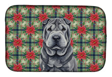 Load image into Gallery viewer, Black Shar Pei Christmas PoinsettIas Dish Drying Mat