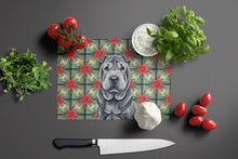 Load image into Gallery viewer, Black Shar Pei Christmas PoinsettIas Glass Cutting Board