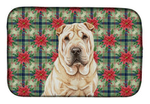 Load image into Gallery viewer, Shar Pei Christmas PoinsettIas Dish Drying Mat